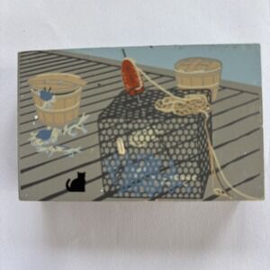 The Cat's Meow Crab Pot Basket Chesapeake Bay Vintage 2001 Shelf Village Signed